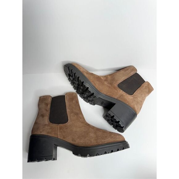 GEOX Leather Boots Size 9.5 Brown Ankle Chelsea Pull On Block Heel Booties NEW - Picture 7 of 12